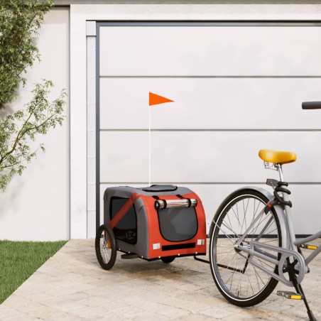 vidaXL Remolque de bicicleta mascotas hierro tela Oxford naranja negro