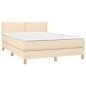 vidaXL Cama box spring con colchón tela color crema 140x200 cm vidaXL Cama box spring con colchón tela color crema 140x200 cm