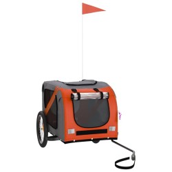 vidaXL Remolque de bicicleta mascotas hierro tela Oxford naranja negro