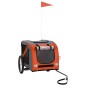 vidaXL Remolque de bicicleta mascotas hierro tela Oxford naranja negro