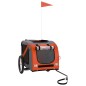 vidaXL Remolque de bicicleta mascotas hierro tela Oxford naranja negro