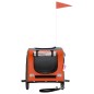 vidaXL Remolque de bicicleta mascotas hierro tela Oxford naranja negro
