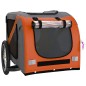 vidaXL Remolque de bicicleta mascotas hierro tela Oxford naranja negro