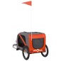 vidaXL Remolque de bicicleta mascotas hierro tela Oxford naranja negro