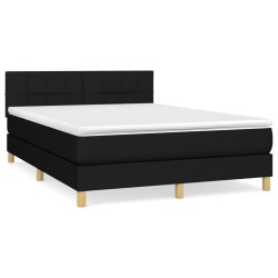 vidaXL Cama box spring con colchón tela negro 140x200 cm