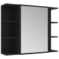 vidaXL Armario de espejo de baño contrachapada negro 80x20,5x64 cm