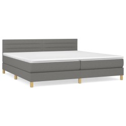 vidaXL Cama box spring con colchón tela gris oscuro 200x200 cm