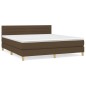 vidaXL Cama box spring con colchón tela marrón oscuro 160x200 cm