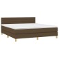 vidaXL Cama box spring con colchón tela marrón oscuro 160x200 cm