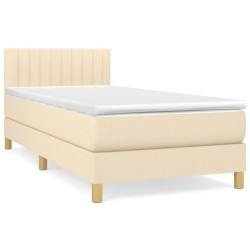 vidaXL Cama box spring con colchón tela color crema 80x200 cm