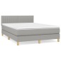 vidaXL Cama box spring con colchón tela gris claro 140x190 cm vidaXL Cama box spring con colchón tela gris claro 140x190 cm