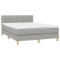 vidaXL Cama box spring con colchón tela gris claro 140x190 cm vidaXL Cama box spring con colchón tela gris claro 140x190 cm