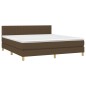 vidaXL Cama box spring con colchón tela marrón oscuro 160x200 cm vidaXL Cama box spring con colchón tela marrón oscuro 160x200 cm
