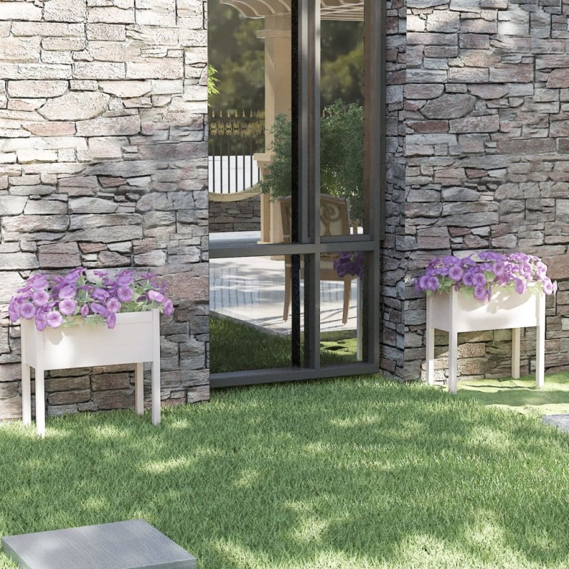 vidaXL Jardineras 2 uds madera maciza de pino blanco 70x31x70 cm
