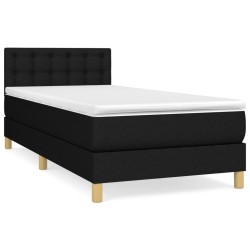 vidaXL Cama box spring con colchón tela negro 80x200 cm