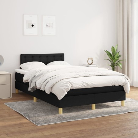 vidaXL Cama box spring con colchón tela negro 120x200 cm
