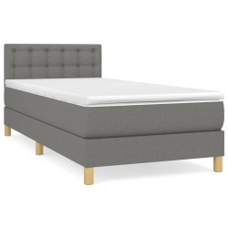 vidaXL Cama box spring con colchón tela gris oscuro 90x190 cm