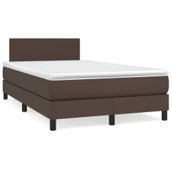 vidaXL Cama box spring con colchón cuero sintético marrón 120x200 cm