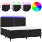 vidaXL Cama box spring colchón y LED terciopelo negro 200x200 cm vidaXL Cama box spring colchón y LED terciopelo negro 200x200 cm