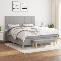 vidaXL Cama box spring con colchón tela gris claro 160x200 cm