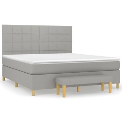 vidaXL Cama box spring con colchón tela gris claro 160x200 cm