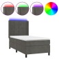 vidaXL Cama box spring colchón y LED terciopelo gris oscuro 100x200 cm vidaXL Cama box spring colchón y LED terciopelo gris oscuro 100x200 cm