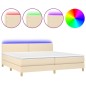 vidaXL Cama box spring con colchón y LED tela crema 200x200 cm vidaXL Cama box spring con colchón y LED tela crema 200x200 cm