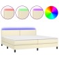 vidaXL Cama box spring colchón y LED cuero sintético crema 200x200 cm vidaXL Cama box spring colchón y LED cuero sintético crema 200x200 cm