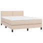 vidaXL Cama box spring colchón LED cuero sintético capuchino 140x190cm vidaXL Cama box spring colchón LED cuero sintético capuchino 140x190cm