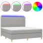 vidaXL Cama box spring colchón y luces LED tela gris claro 180x200 cm vidaXL Cama box spring colchón y luces LED tela gris claro 180x200 cm