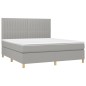 vidaXL Cama box spring colchón y luces LED tela gris claro 180x200 cm vidaXL Cama box spring colchón y luces LED tela gris claro 180x200 cm