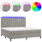 vidaXL Cama box spring colchón y LED terciopelo gris claro 200x200 cm