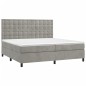 vidaXL Cama box spring colchón y LED terciopelo gris claro 200x200 cm