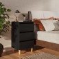 vidaXL Mesita de noche con patas de madera maciza negro 40x35x69 cm vidaXL Mesita de noche con patas de madera maciza negro 40x35x69 cm
