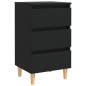 vidaXL Mesita de noche con patas de madera maciza negro 40x35x69 cm vidaXL Mesita de noche con patas de madera maciza negro 40x35x69 cm