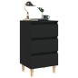 vidaXL Mesita de noche con patas de madera maciza negro 40x35x69 cm vidaXL Mesita de noche con patas de madera maciza negro 40x35x69 cm