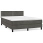vidaXL Cama box spring con colchón terciopelo gris oscuro 140x190 cm
