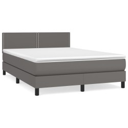 vidaXL Cama box spring con colchón cuero sintético gris 140x200 cm