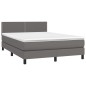 vidaXL Cama box spring con colchón cuero sintético gris 140x200 cm vidaXL Cama box spring con colchón cuero sintético gris 140x200 cm