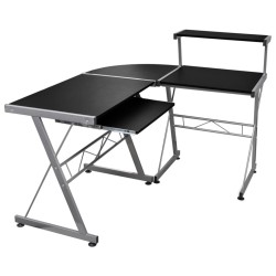 vidaXL Escritorio de esquina madera contrachapada negro 132x112x99cm