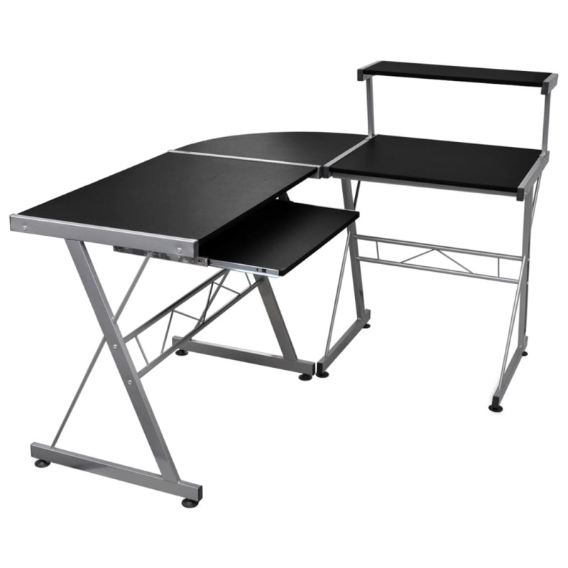 vidaXL Escritorio de esquina madera contrachapada negro 132x112x99cm vidaXL Escritorio de esquina madera contrachapada negro 132x112x99cm