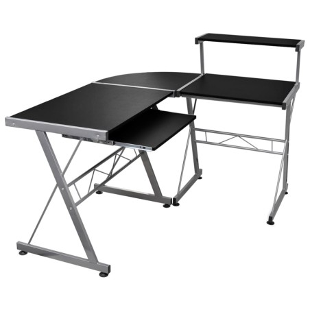 vidaXL Escritorio de esquina madera contrachapada negro 132x112x99cm