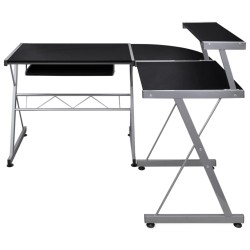 vidaXL Escritorio de esquina madera contrachapada negro 132x112x99cm