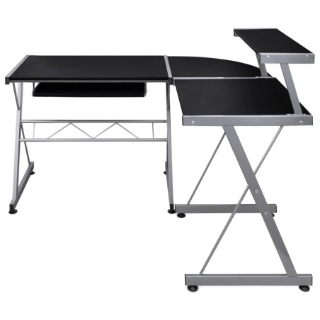 vidaXL Escritorio de esquina madera contrachapada negro 132x112x99cm