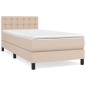 vidaXL Cama box spring con colchón cuero sintético capuchino 100x200cm vidaXL Cama box spring con colchón cuero sintético capuchino 100x200cm
