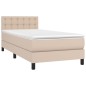 vidaXL Cama box spring con colchón cuero sintético capuchino 100x200cm vidaXL Cama box spring con colchón cuero sintético capuchino 100x200cm