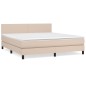 vidaXL Cama box spring con colchón cuero sintético capuchino 180x200cm