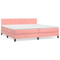 vidaXL Cama box spring con colchón terciopelo rosa 200x200 cm