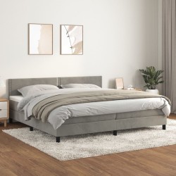 vidaXL Cama box spring con colchón terciopelo gris claro 200x200 cm