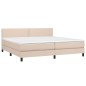 vidaXL Cama box spring con colchón cuero sintético capuchino 200x200cm vidaXL Cama box spring con colchón cuero sintético capuchino 200x200cm